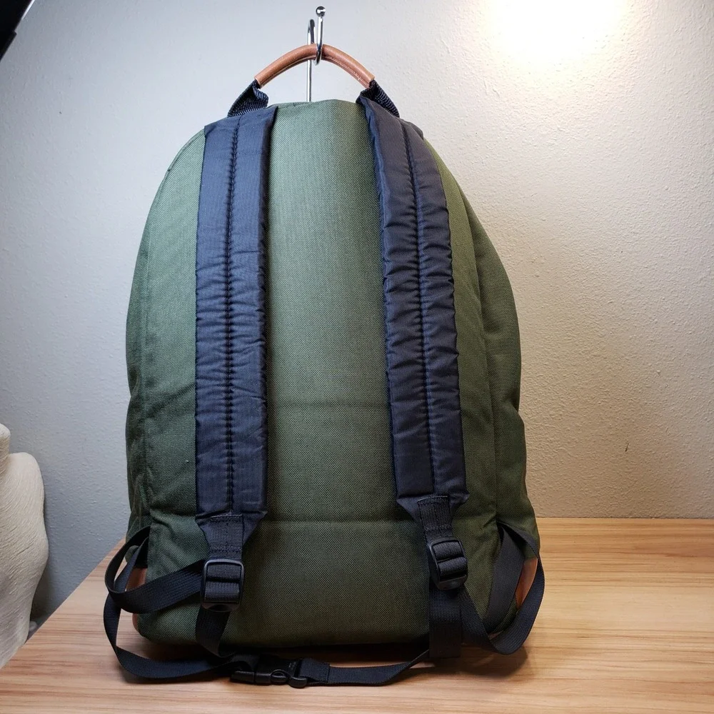West Ridge Designs Leather Bottom Backpack Olive Green Canvas Granola Gorpcore